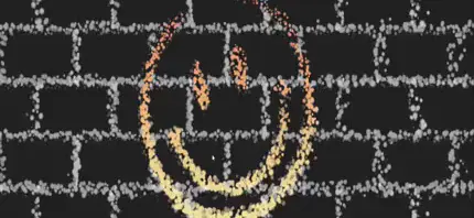 GIF showing particle wall break and video pixel animation.