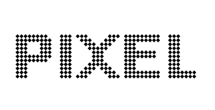 Pixelated font spelling out pixel