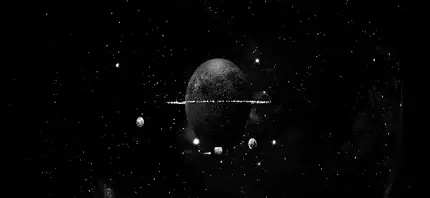 Black-and-white animation of space